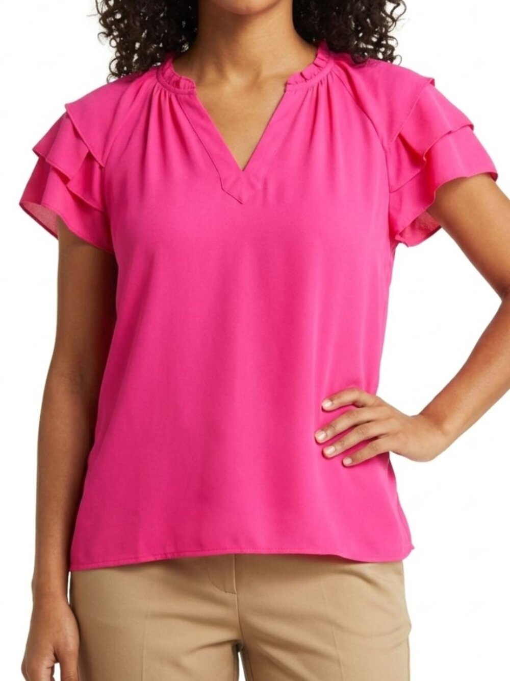 Nanette Nanette Lepore "Fuschia Rose" Tiered Ruffle Top NEW- Sz. Med